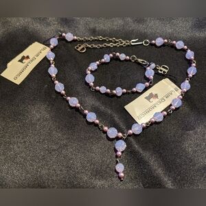 Blair Delmonico Rose Glass Beaded Necklace & Bracelet Set NWT Adjustable Vintage